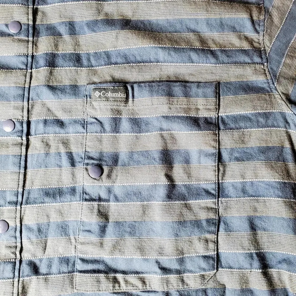 COLUMBIA Men's Graphite Stripe Collared Shirt Size XXL Snap Front Double pocket - Picture 5 of 15